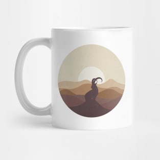 Flat Landscape Ibex Desert Animal Silhouette Mug